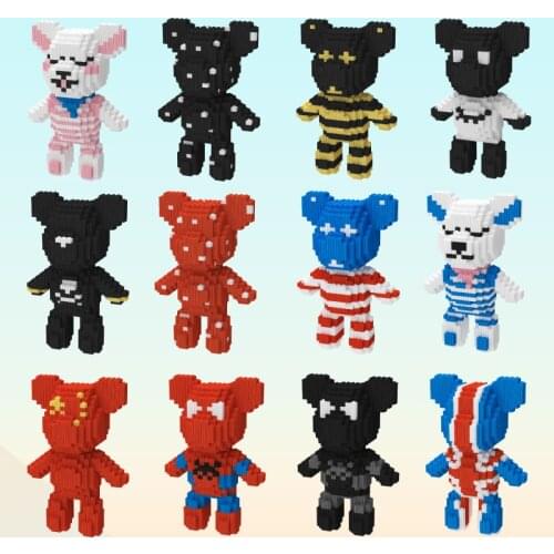 19cm High Cute Bear Brick Cartoon Assemble 870pcs+ Model Babybear Diamond Micro Building Blocks Educational Toy For Gitf