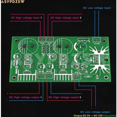 GG-PSU Ground Grid gg Tube preamplifier Double high voltage+Filament regulator power DIY PCB