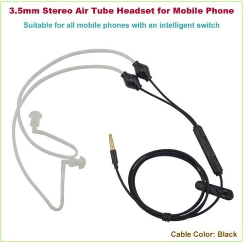 Hot Sale Free Shipping Universal 3.5mm Stereo Air Tube Headset for All Mobile phones(Color Black)