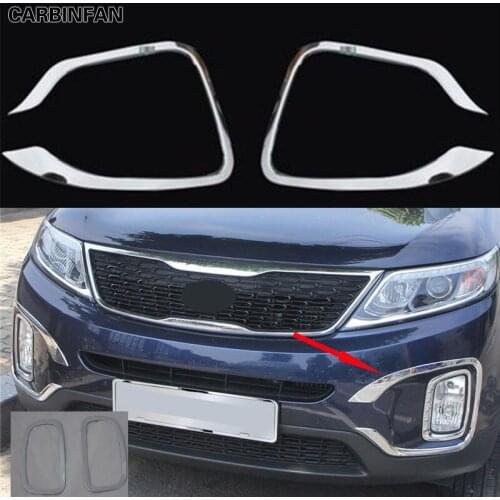 Chrome Front Fog Light Rear Lamp Trunk Door Lip Handle Decorative Frame Sticker car light frame For Kia Sorento UM 2013-2014