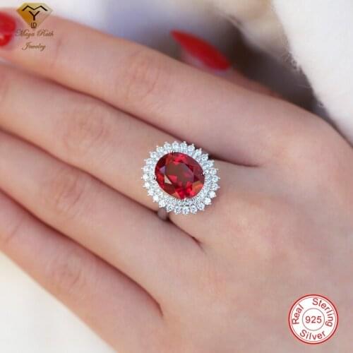 Created Ruby Real 925 Sterling Silver Wedding Accessories Party Cocktail Ring For Women Charms High Quality Luxury Retro Gifts