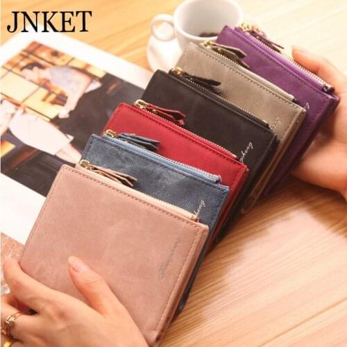 JNKET Retro Wallet Womens Purse PU Leather Wallet Billfold Short Wallet Double Zipper Coins Purse Card Holder Notecase