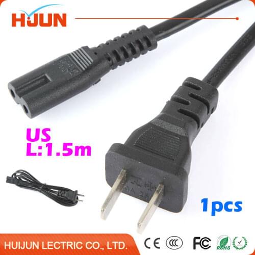1pc 1.5m Power Cord Cable US 2-Prong Laptop AC Plug Adapter Lead 2 Pin