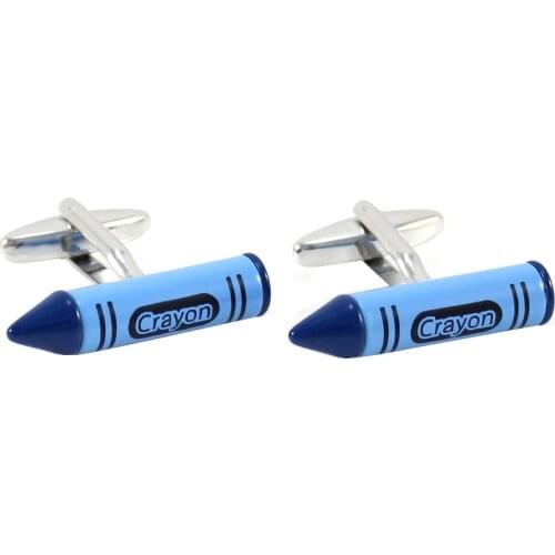 Crayon Cufflinks Novelty Blue Color Crayon Cuff Links Fathers Day Gift Cuff Links Birthday Gifts Cuff Links