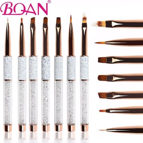 BQAN 1Pcs Nail Art Brush Rose Gold Nail Brush Line Painting Brushes Crystal Acrylic Thin Liner Drawing Pen Manicure Tools