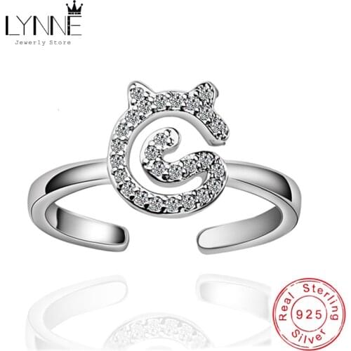 Hot Fashion 925 Sterling Silver Cute Cats Rhinestone Rings Open Resizable Elegant Cat Pattern Ring For Women&Girl Jewelry Gift
