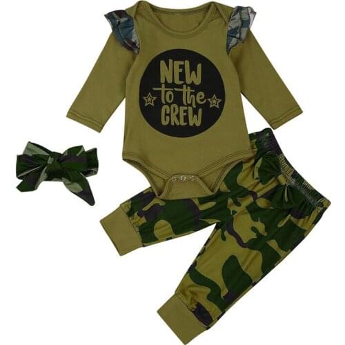 Baby Girl Boy Clothing Set 2020 Kid Girl Boy Long Sleeve Romper Camouflage Pants Headwear Suit for Toddler Boys Girls Clothes