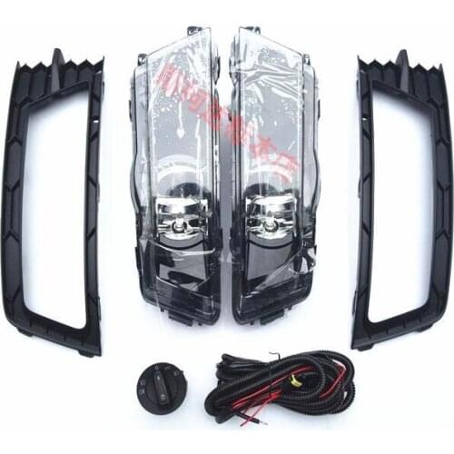 Eosuns Fog Lights Lamp, 2pcs Grilles,cable Harness, Headlights Switch Complete Set for Skoda Rapid