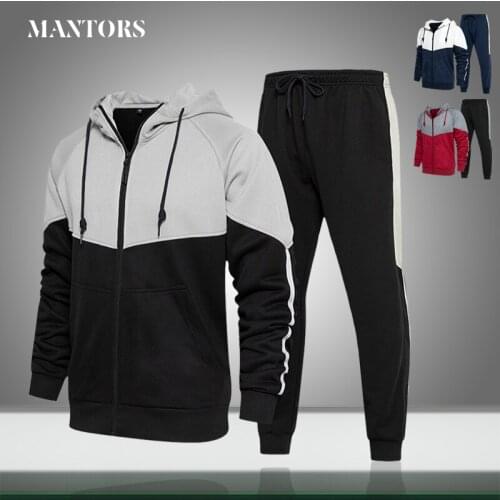 Spring Autumn New Mens Set Brand Sportswear Casual Tracksuits 2 Piece Sets Patchwork Jackets+Pants Male Streetswear Outfit Suit