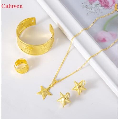 Dubai Jewelry sets for Baby Girls Gold Color Star Jewelry Earrings Sets Arab African Bridal Jewelry