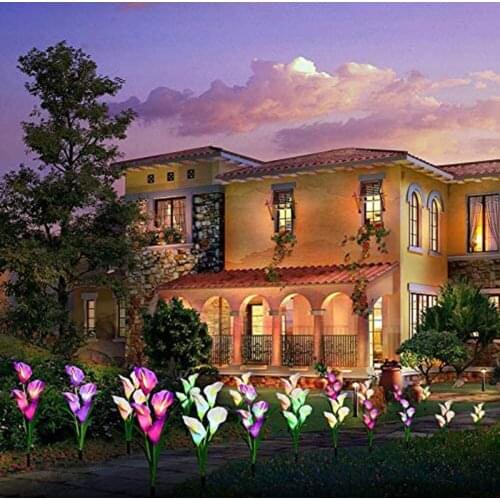 Creative Solar Lawn Stake Lamp Simulation Calla Lily Flower Light Solar Powered Outdoor Garden Decoration Lamp
