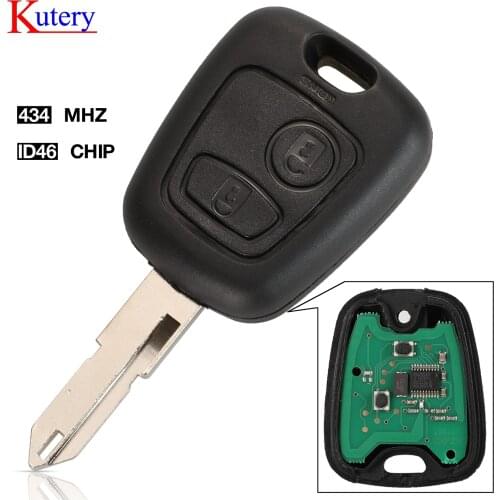 Kutery 10pcs NE73 Blade 2 Buttons Remote Key Fob Controller For Peugeot 206 433MHZ + PCF7961 Transponder Chip