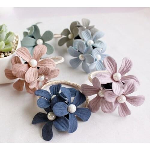 1 PCS Fashion Hot Sale Cloth Flower Shape Popular Charming Women Girls Rubber Bands Elastic Hair Rope