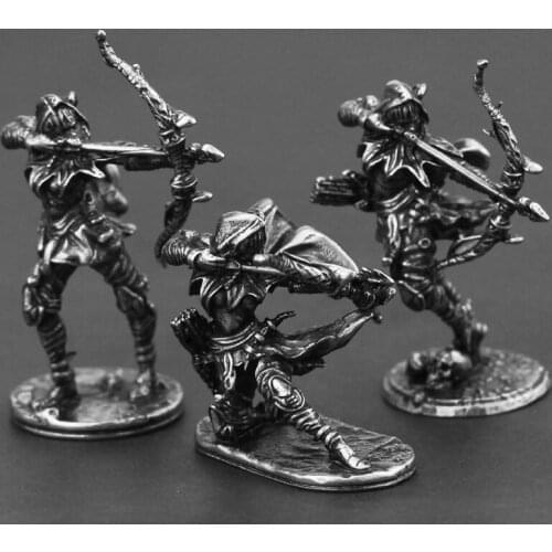 Beauty Women Archer Solider Model White Copper Miniature Figurines Metal Toy Car Desktop Ornaments Decoration Accessories Crafts