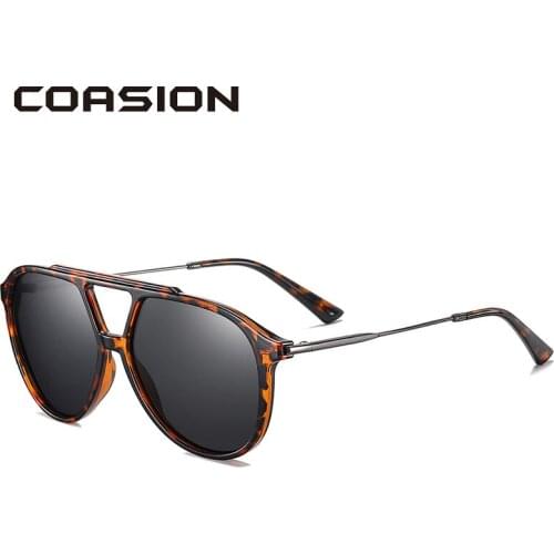 COASION Brand Design Black Pilot Sunglasses Men Polarized TR90 Frames Retro Shades for Women Glasses for Driving UV400 CA1504