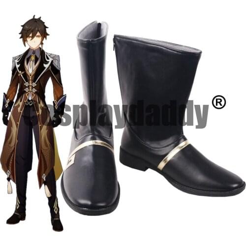 Genshin Impact Liyue Harbor Archons Wangsheng Geo Archon Vago Mundo Zhongli Cosplay Shoes Boots S008