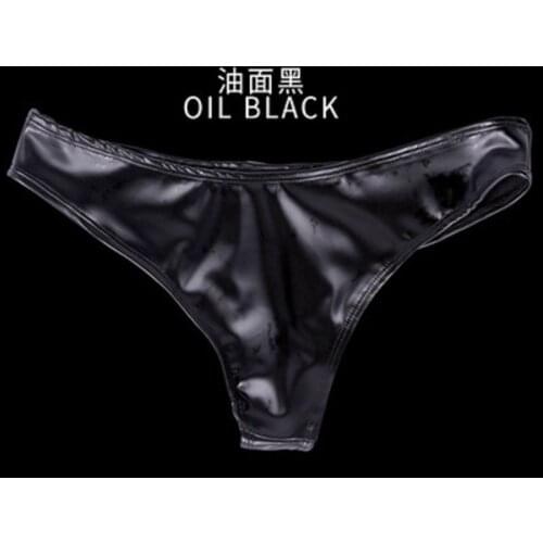 Plus Size Solid Color Gel Briefs oil Level Leather Ammonia Panties Latex Solid Women Sexy Narrow Fork Femme Underwear Lingerie