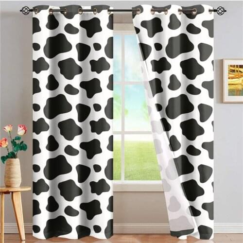 Cow pattern Leopard Printed Window Drapes for Kids Bedroom Living Room Fashion Decor Blackout Grommet Curtain Thermal Insulated