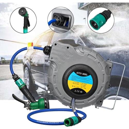 Auto Hose Reel Gas Drum With PU Clip Yarn Auto Repair Pneumatic Tool Air Guns Steam Car Washer Clean Sprayer Wall Mounted 10M