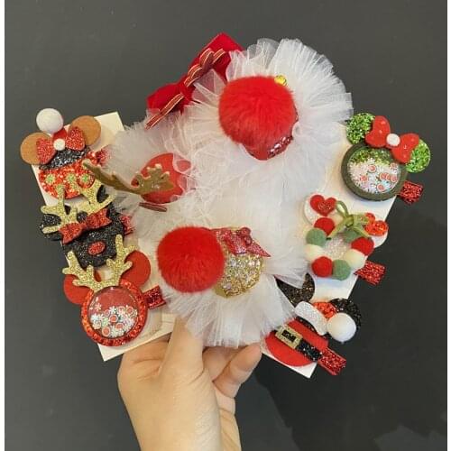 Christmas Ornaments Childrens Christmas Hat Snowflake Hairpin Female Cute Super Fairy Elk Girls Side Clip Hair Accessories