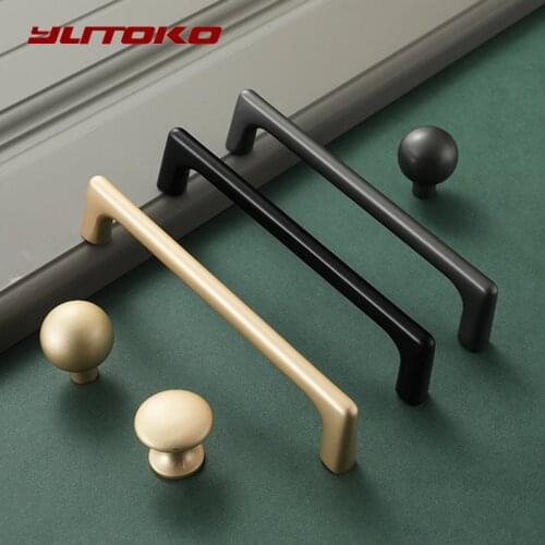 YUTOKO Zinc Alloy Gray Gold Black Cabinet Handles Solid Drawer Knobs Kitchen Cupboard Door Pulls Handle Cabinet Hardware