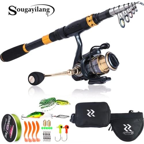 Sougayilang Top Quality 1.8M-2.7M Fishing Rod Combos with Telescopic Fishing Pole Spinning Reels Fishing Bag Lure Line Sets