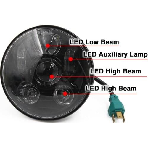 5-3/4" 5.75" LED Headlight with Halo DRL Compatible with Harley Motorcycle Softail Deuce Custom Sportster Iron 883