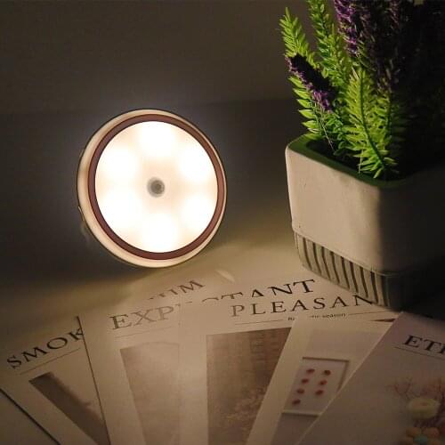 USB Rechargeable LED Night Light With Motion Sensor Kitchen Bedroom Cabinet Light Wireless Magnetic Closet Light with Battery