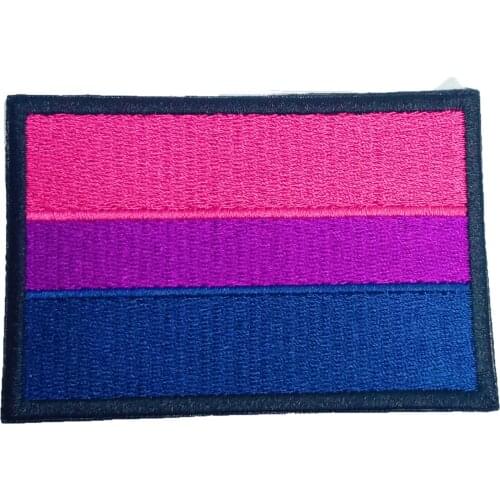 Bisexual Gay Pride Flag Embroidered Patch Iron on Patches for Clothing Sewing Cheap Hippie Clothes Appliques Decoration DIY