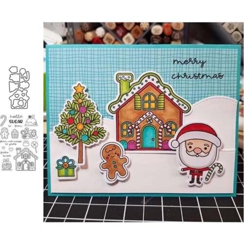 Cutting Dies With Clear Stamp Of Christmas Igloo House Gift Box Sugarman Handbook Scrapbook Paper Crad Emboss Stencil DIY Molds