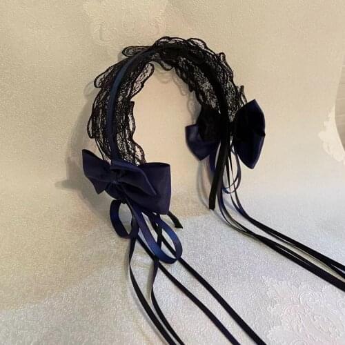 Japanese Lolita Kawaii Lace Bow Headband KC Hair Band Anime Cute Girl Maid Headdress Cosplay Anime Cat Ears Hair Accessories
