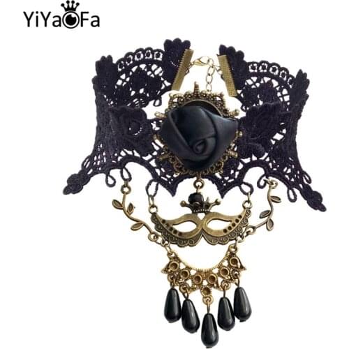 YiYaoFa Gothic Jewelry Vintage Lace False Collar Women Accessories Choker Necklace Flower Necklaces & Pendants GN-114