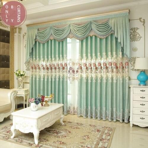 Curtains Tulle for Living Room Valance for Bedroom New Finished Embroidered European Style Hollowed Out Pink Peony Villa