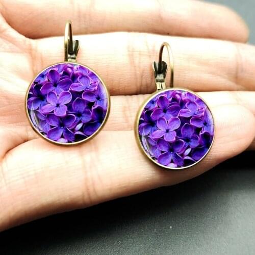 Fashion new red rose daisy-shaped concave-convex glass pendant ladies earrings jewelry Valentines Day gift 2021