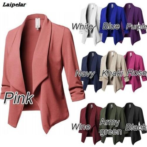 10 Colors S-5XL Jackat Coat Blazer Women Candy Slim OL Fold Short Fit Fashion vintage White Black Blazers Suit Woman Tops