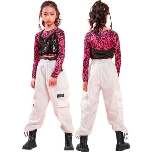 Lolanta Girls Hip Hop Street Dance Costume Long Sleeve Crop Top Jogger Pants Daily Casual Outfit 4-16 Years