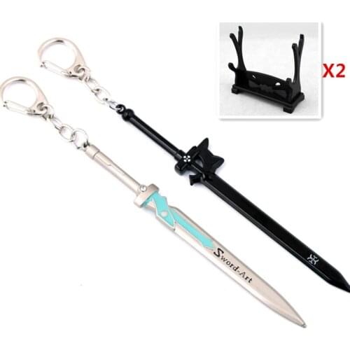 10 PCS/LOT Sword Art Online Model Toys Kirito Asuna Weapon Keychains Elucidator Dark Repulsor SAO Blade Sword Keychain Holder