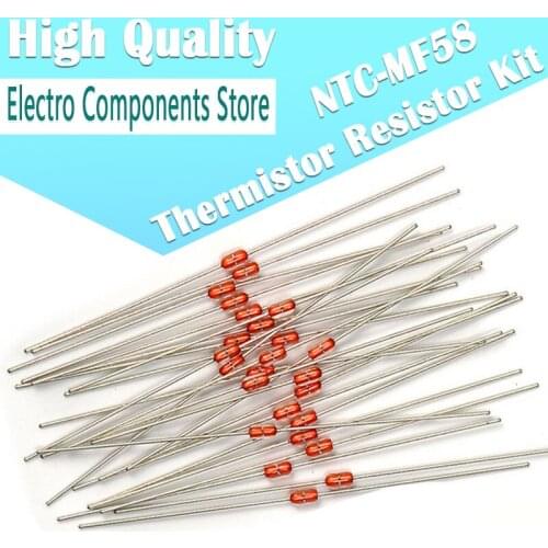 100Pcs 10Value Thermal Resistor NTC MF58 3950 B 5% 1K 2K 5K 10K 20K 50K 100K 200K 500K 1M 1/2/3/5/10/K Ohm R Thermistor Sensor