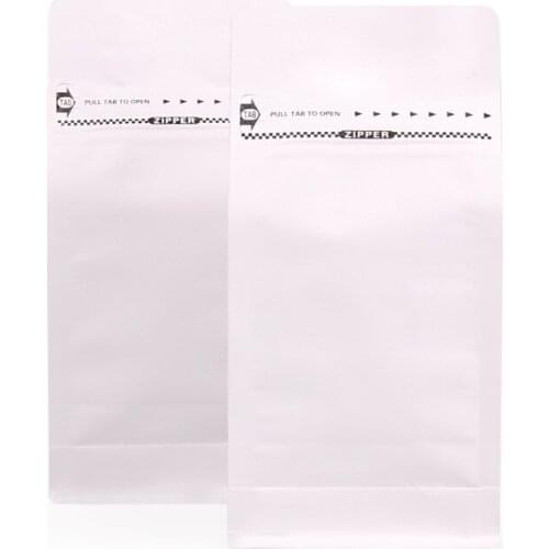 100pcs 0.25 pound volume white kraft paper Lamination aluminum foil ziplock packaging bag coffee bag eight side seal zipper bag