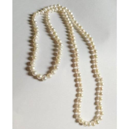 108 Buddha beads 6mm bright white real Pearl necklace natural Freshwater PEARL Jewelry