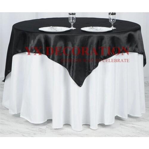 145x145cm Square Satin Tablecloth Overlay Table Cloth For Wedding Event Banquet Decoration