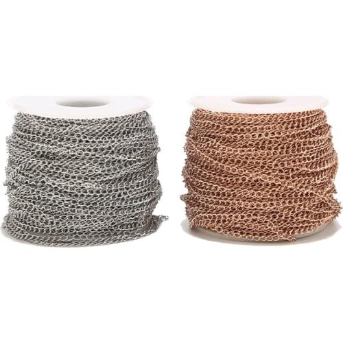 2 meters Stainless Steel Soldered Extension Tail Chain Gold Rose Gold Necklace Extender Chains for DIY Jewelry Making