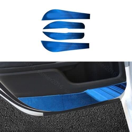 4pcs Blue Door Anti-Kick Anti-Dirty Protector Cover Trim For Honda Civic 2016 2017