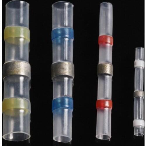 50PCS Four Sizes MulitColorful Copper Solder Seal Waterproof Heat Shrink Connectors Butt Wire Cable Connector Terminals