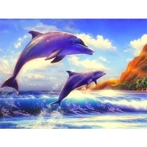 Full Square Drill Diamond Painting Animal DIY Diamond Embroidery Cross Stitch Dolphin Home Decoration Gift