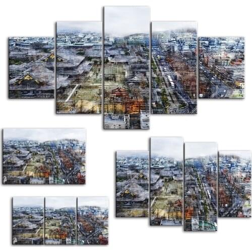 Home Decoration Hd Prints City Cartoon View Cool Gifts Painting Pictures Build Wall Art Modular Canvas Poster Bedside Background