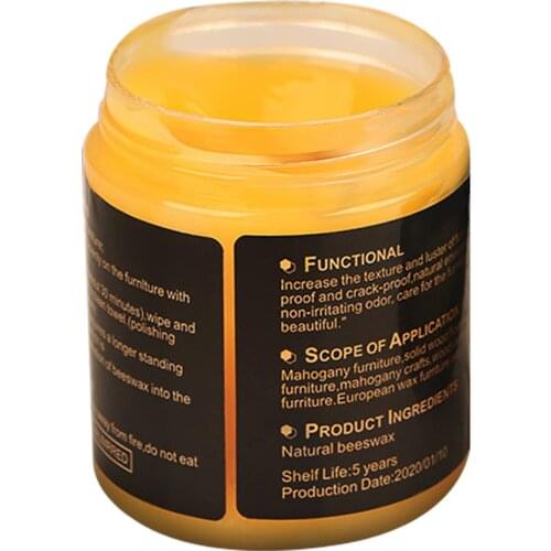Wood Seasoning Beewax Multipurpose Natural Wood Wax Traditional Beeswax Polish for Furniture Floor Tables Chairs Cabinet CLH@8