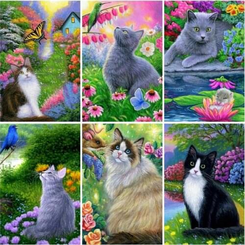 EverShine 5D Diamond Painting Cat Cross Stitch Diamond Embroidery Animals Mosaic Art Kits Sale Needlework Decor For Home