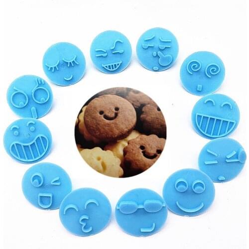Smiling Face 13Pcs Embossing Mould Fondant Biscuits Mold Plastic Cake Decorating Tools Cookie Cutters Set Baking Accessories