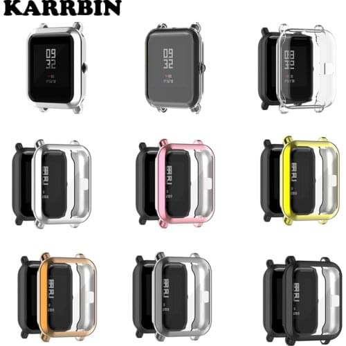 KARRBIN Electroplated All-inclusive TPU Watch Case for Xiaomi Amazfit Pop Pro Watch Screen Protector for Midong Youth Edition
